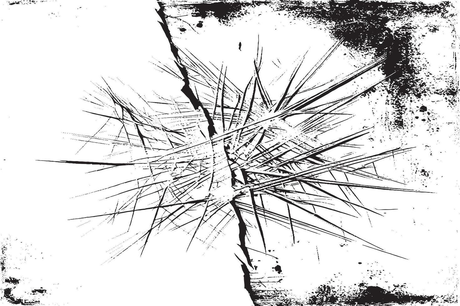 Sharp abstract cracked texture with spiky black ink lines and distressed splatter. Perfect for edgy poster art, album covers, digital grunge designs, and expressive backgrounds. vector