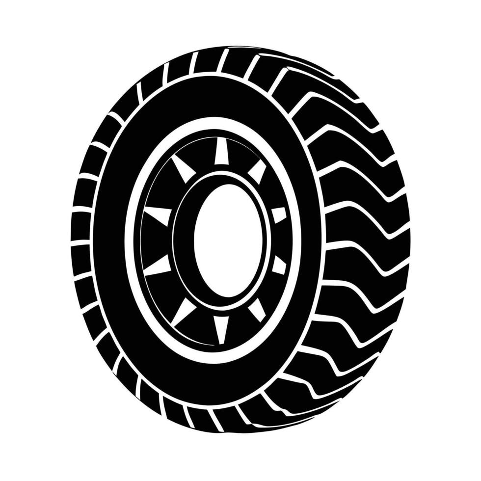 Large SUV Tire Simple Flat Silhouette on White Background vector