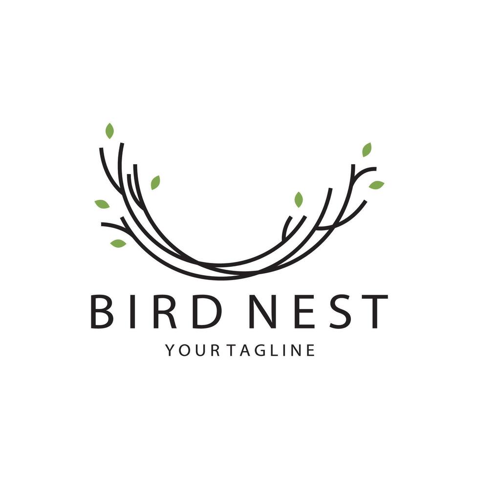 bird nest logo icon illustration design, for bird farm, bird business, bird house, bird conservation with modern minimalist concept vector