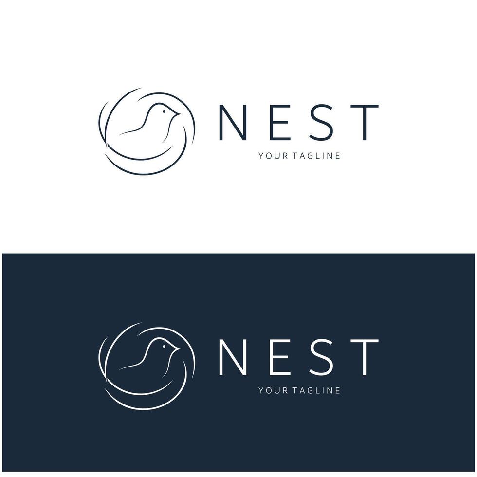 bird nest logo icon illustration design template, for bird farm, bird business, bird house, bird conservation with modern minimalist concept vector