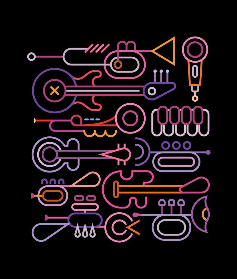 Neon Musical Instruments vector