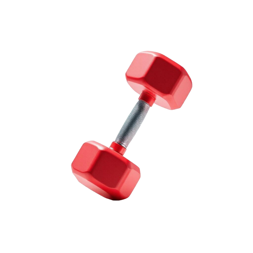 Red Dumbbell with Knurled Handle Isolated on Transparent Background png