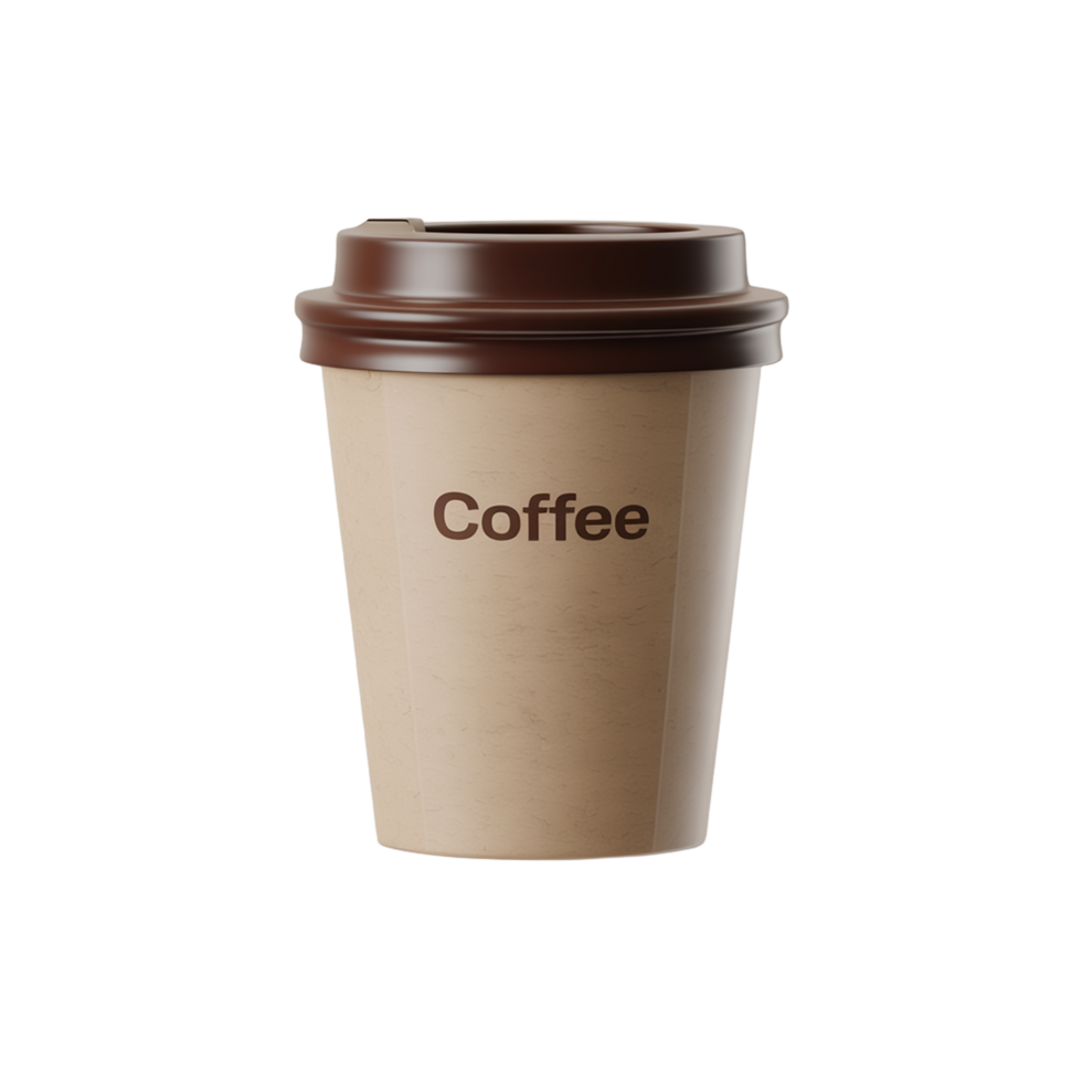 Realistic Coffee Cup Render with Brown Lid and Simple Design png