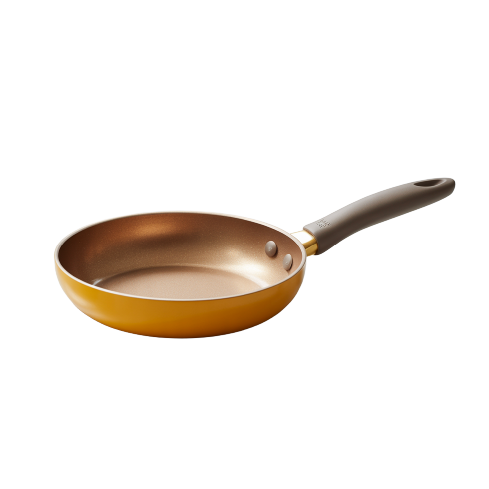 Yellow Nonstick Frying Pan Isolated on Transparent Background png