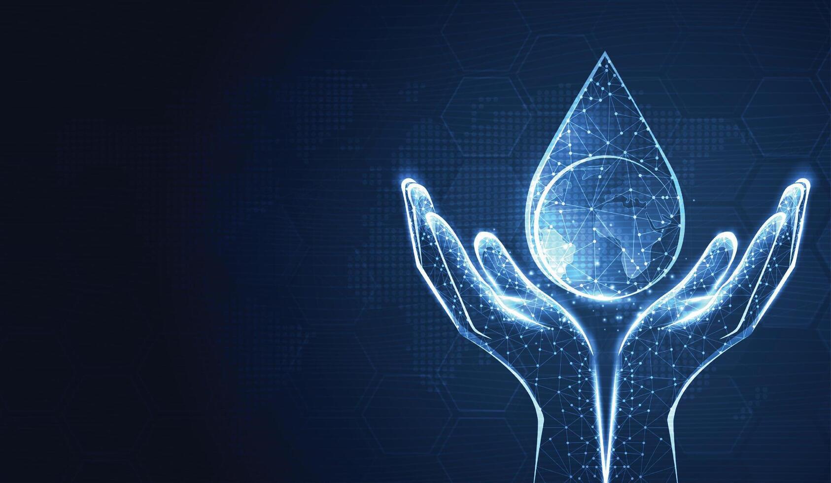 World Water Day. hands holding water drop. accelerating change and every drop matters. Saving water and world environmental protection concept. clean renewable energy. water. vector