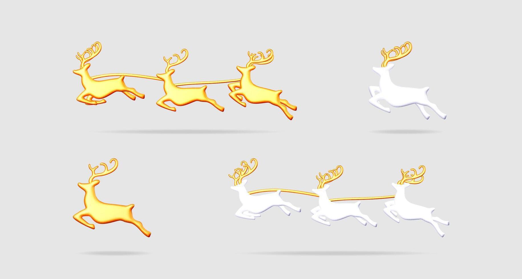 Christmas deer set illustration element. Collection of festive reindeer. Holiday design for greeting card or banner concept. vector