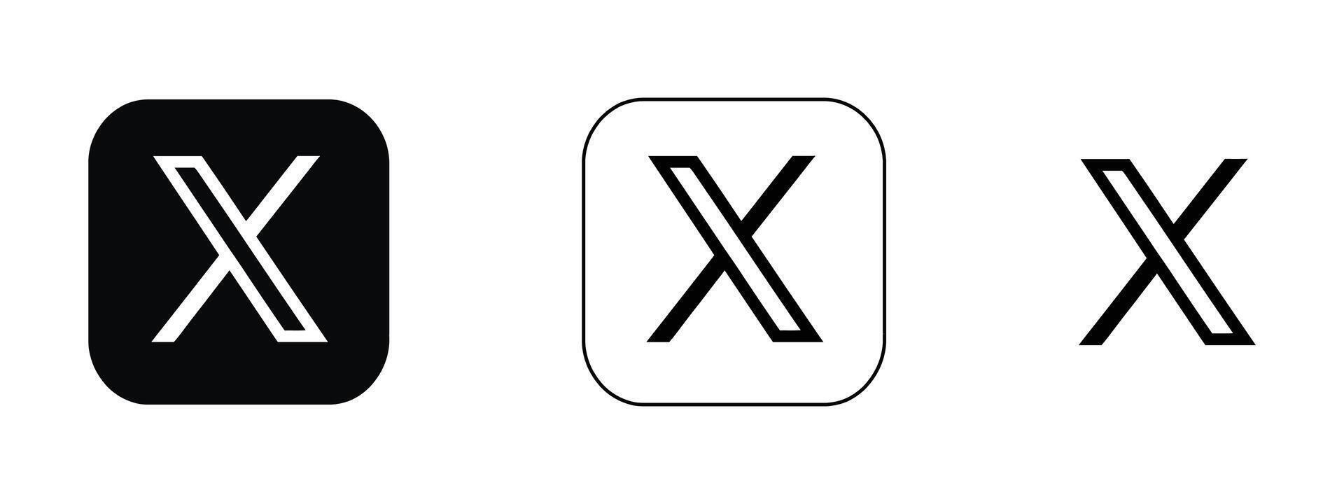 Minimalist design featuring three variations of the Logo of X Social Media vector