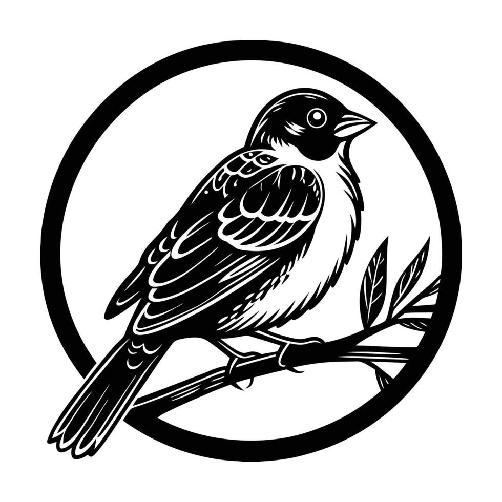 illustration of a bird sitting on a branch. vector