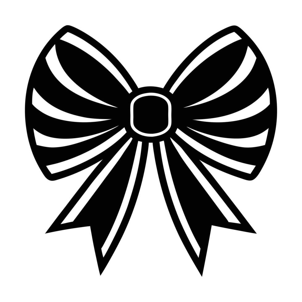 a black and white illustration of a bow white background vector
