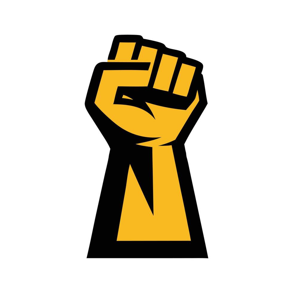 a fist with a yellow and black background vector