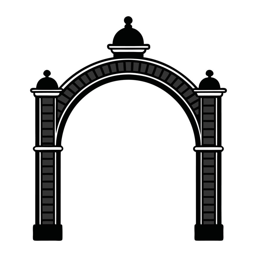 archway icon in black and white style on white background vector