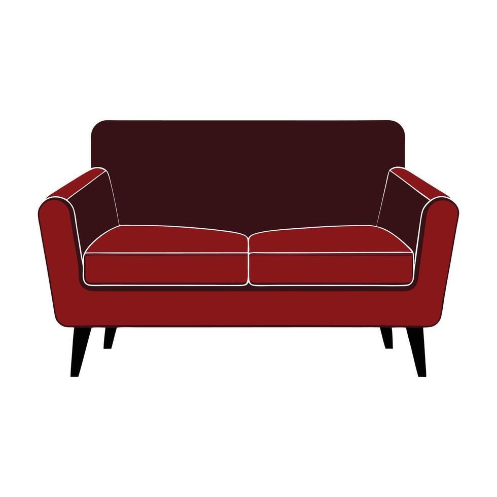 a red couch on a white background vector