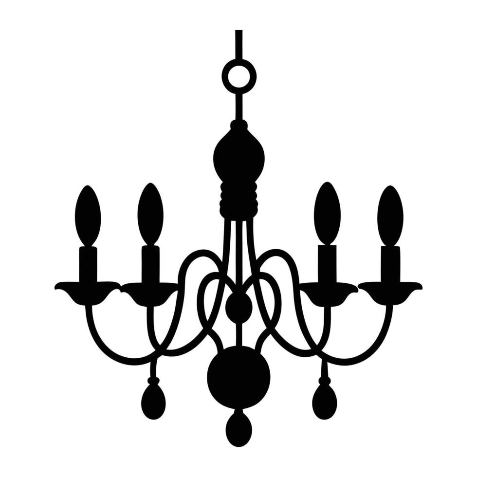 silhouette of a chandelier white background. vector