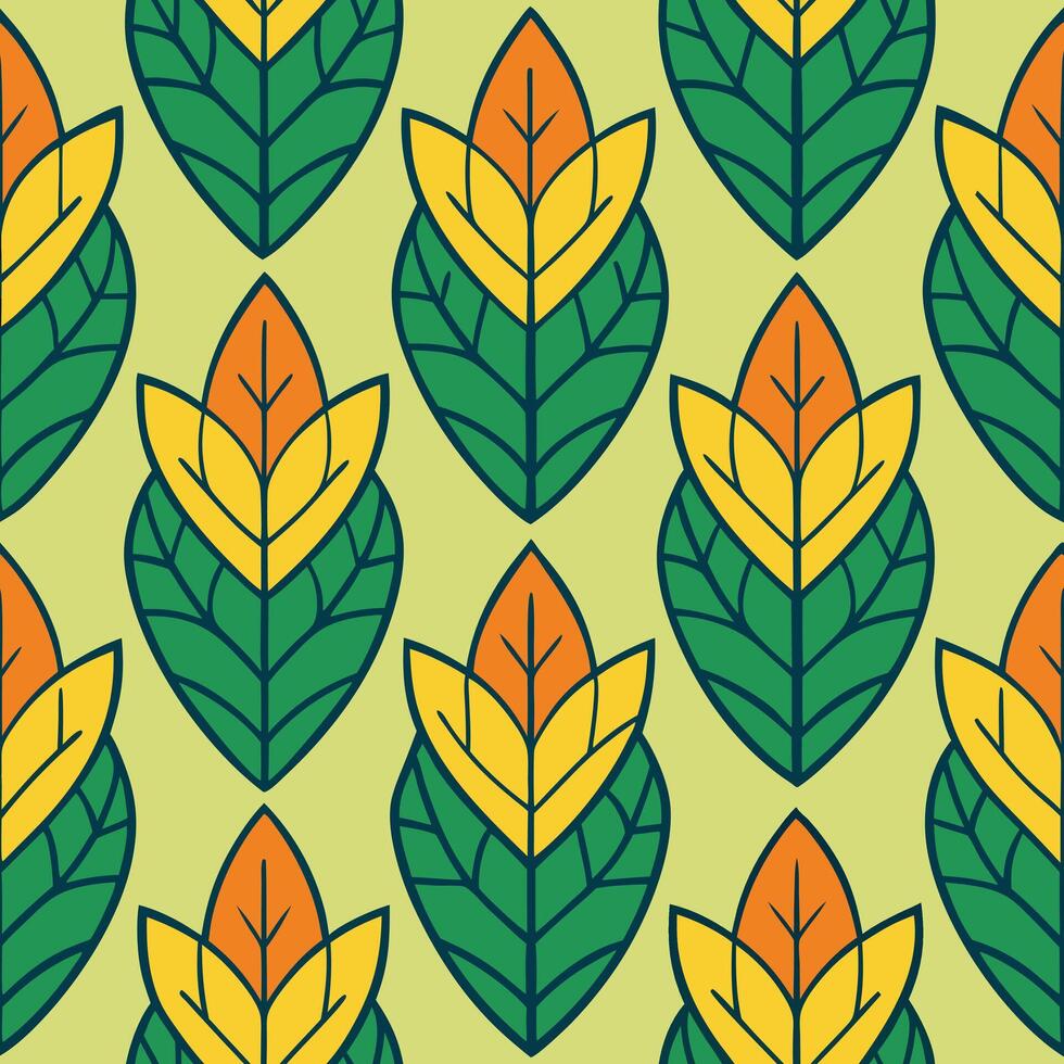 a pattern with green and leaves vector