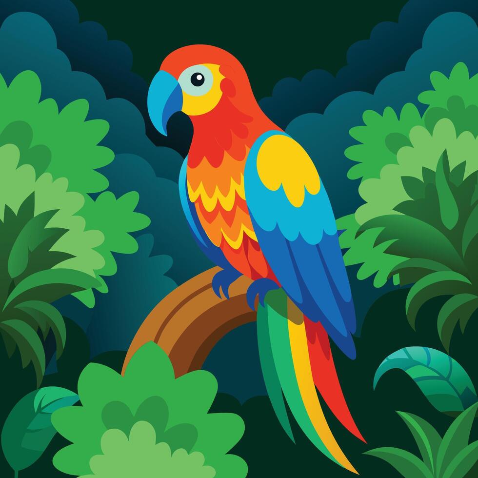 parrot in the jungle illustration vector