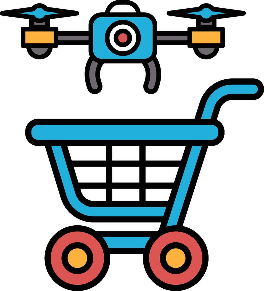 A drone is hovering over a shopping cart vector