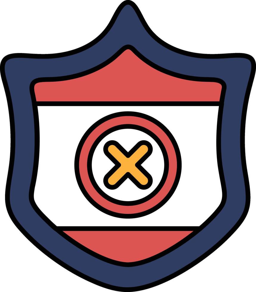 A blue and red shield with an X in the middle vector