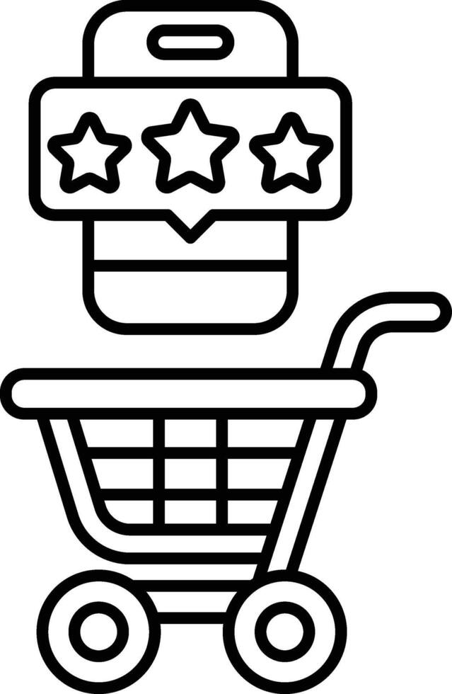 A shopping cart with a star rating and a shopping bag vector