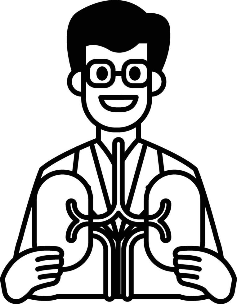 A man in a lab coat holding a book with a heart on the cover vector