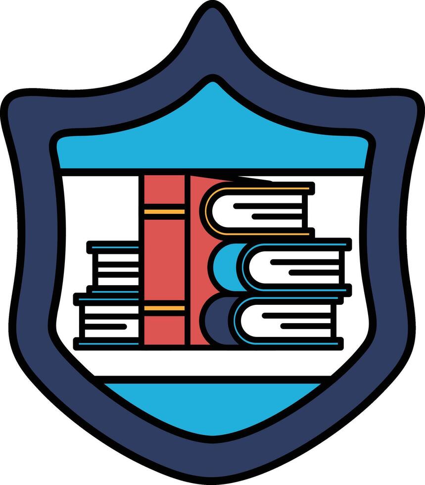 A shield with books on it vector
