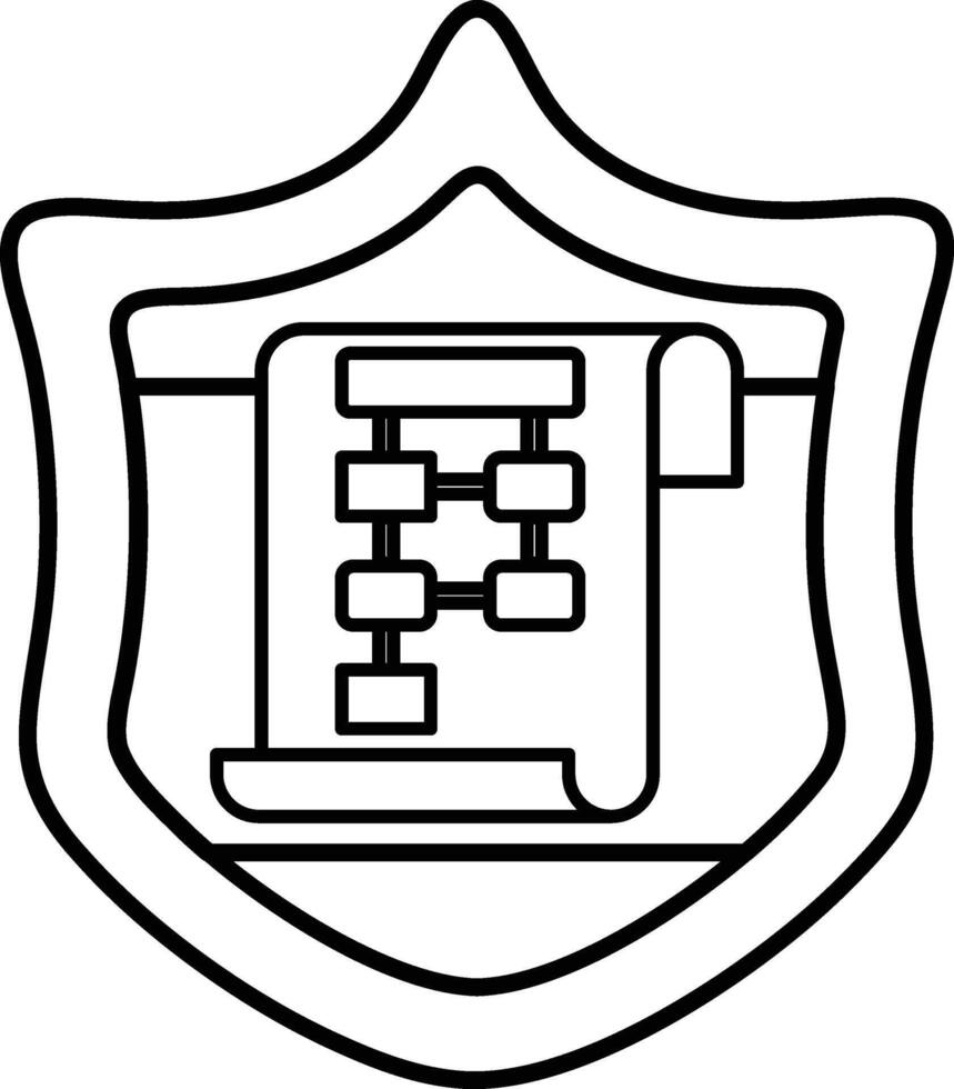 A shield with a paper on it that says F on it vector