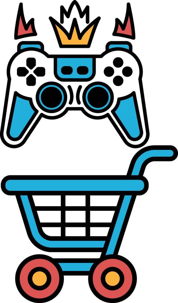 A game controller and a shopping cart are shown together vector