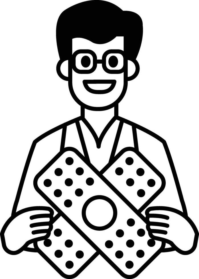 A man is holding a bandage in his hands vector