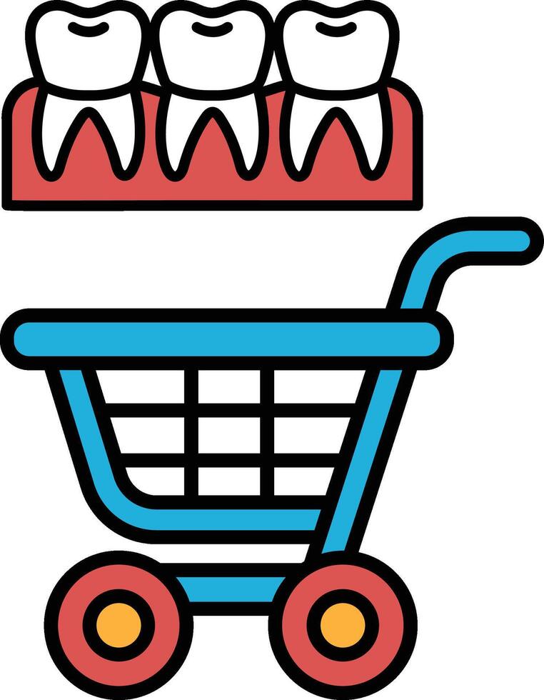 A blue shopping cart with teeth in it vector