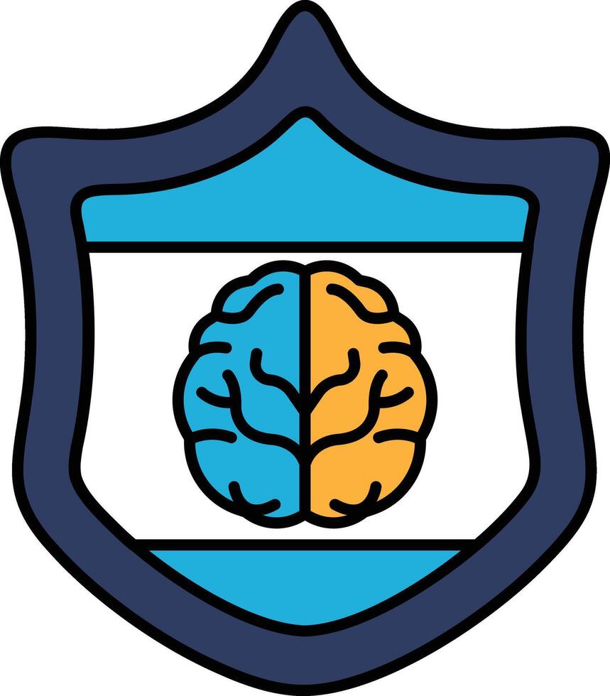 A blue shield with a brain on it vector