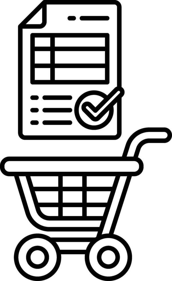A shopping cart with a check mark on a receipt vector
