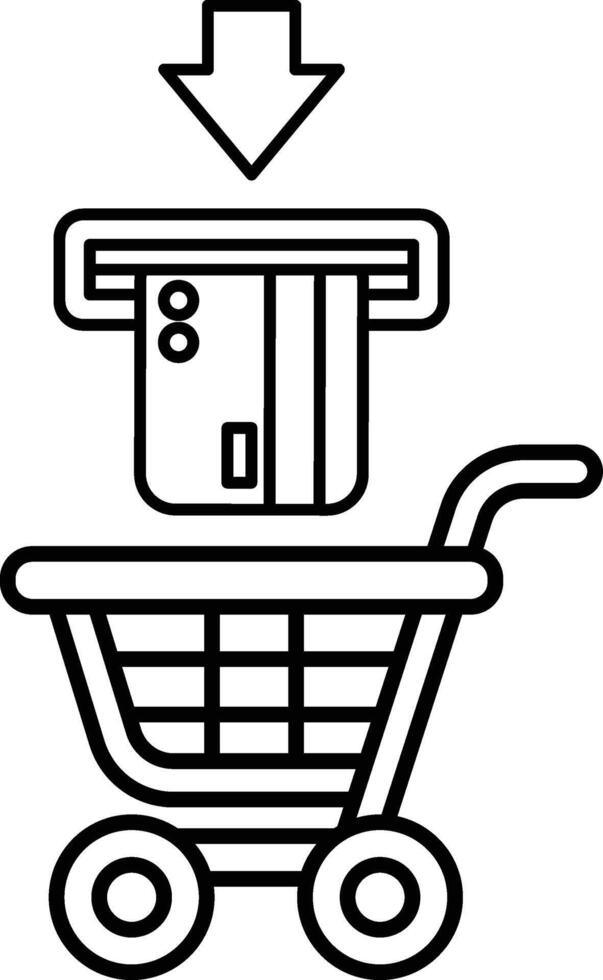 A shopping cart with a card reader and a card in it vector