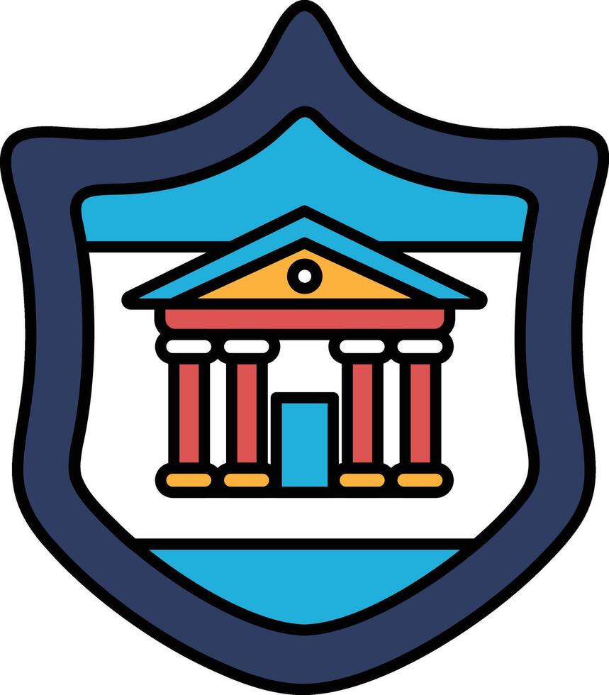 A blue shield with a building on it vector