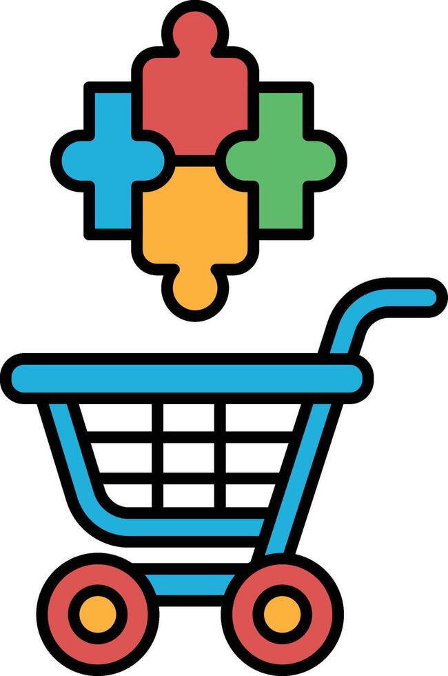 A blue shopping cart with a puzzle piece on it vector