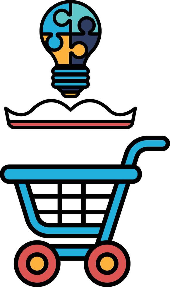 A blue shopping cart with a light bulb on top of it vector