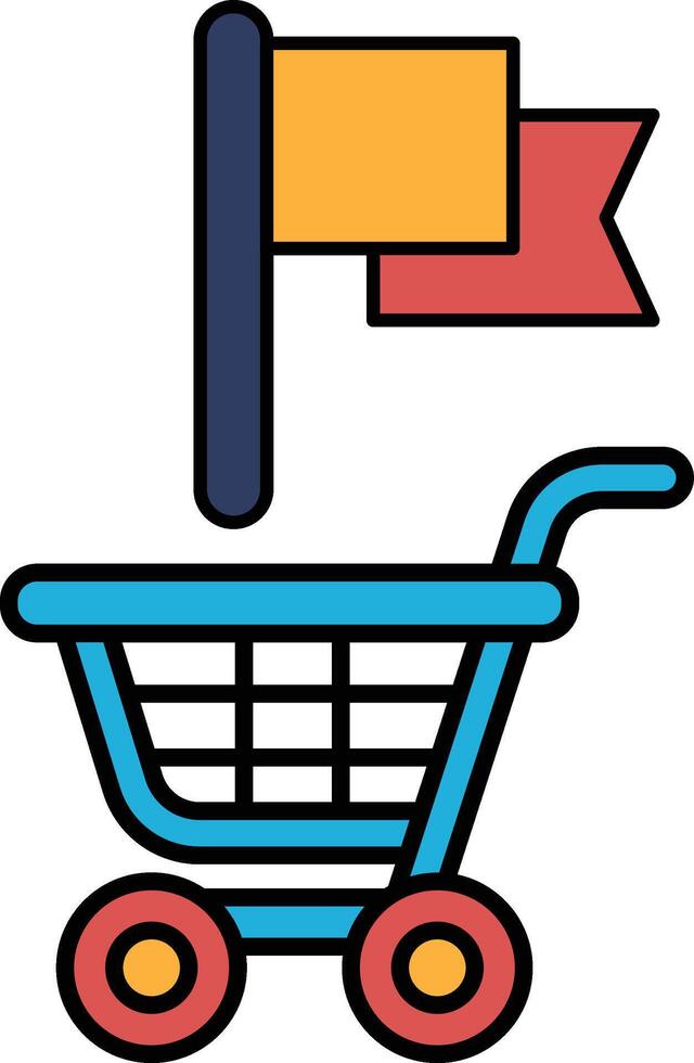 A blue shopping cart with a flag on top vector