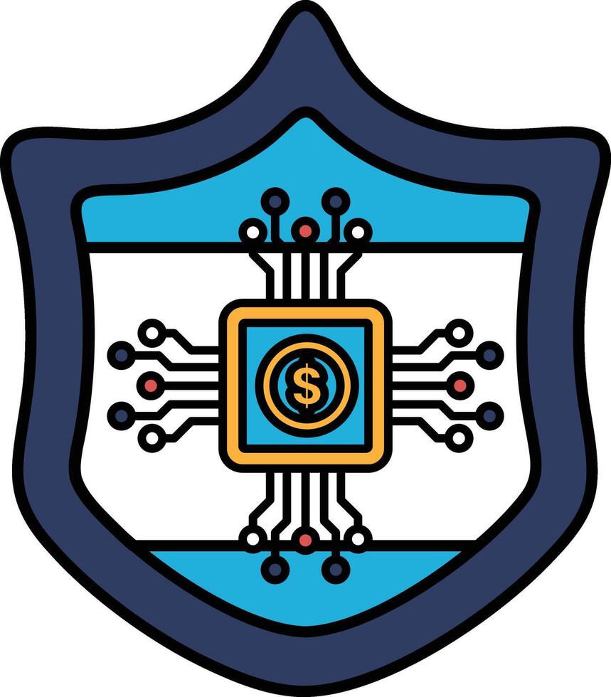 A blue shield with a dollar sign in the middle vector