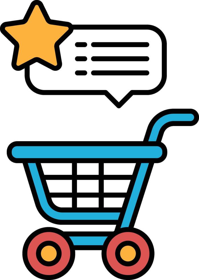 A shopping cart with a star on it and a speech bubble vector