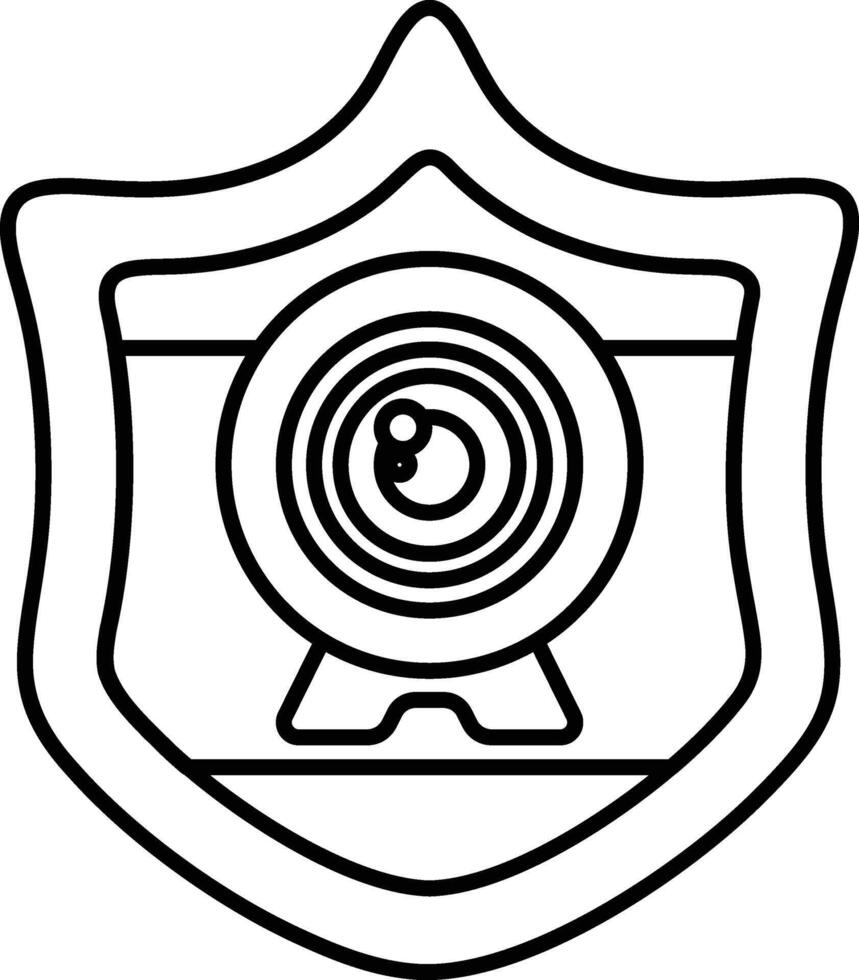 A black and white image of a camera with a lens vector