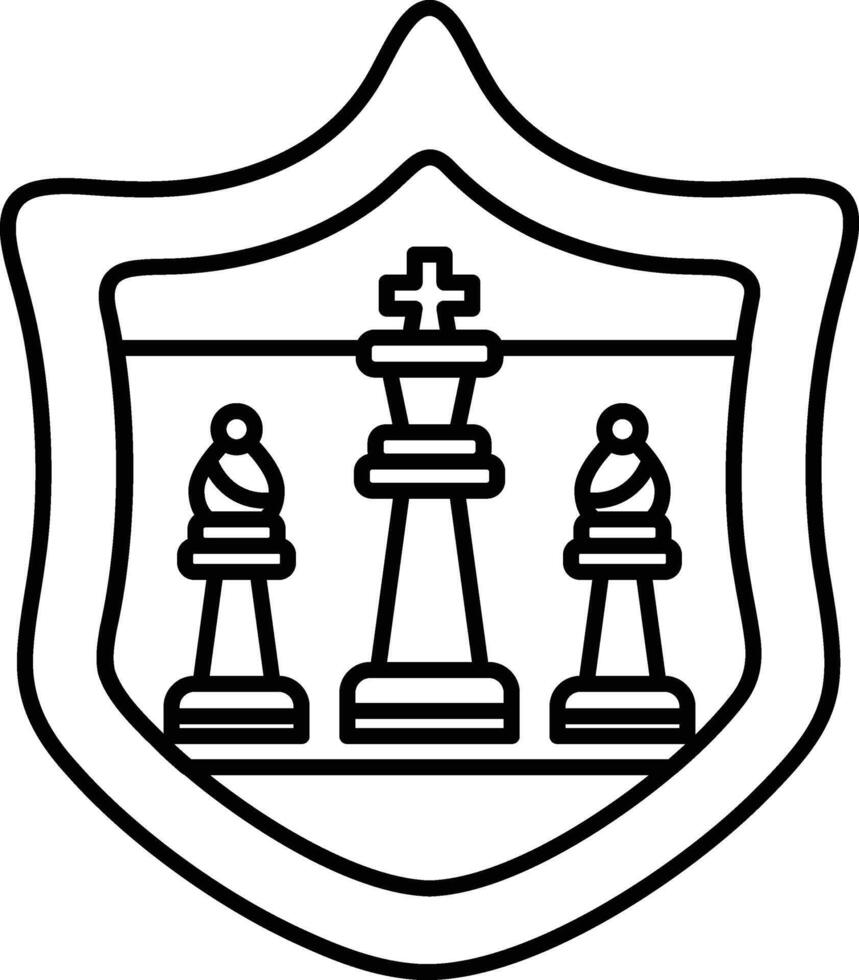A shield with three chess pieces on it vector
