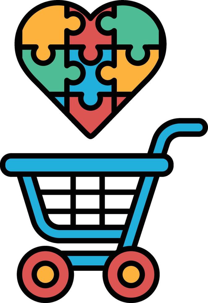 A blue shopping cart with a heart on it vector