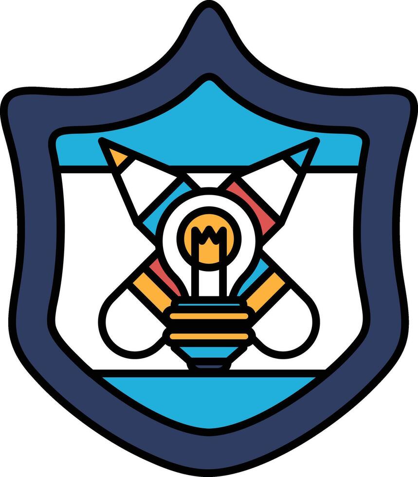 A shield with a light bulb on it vector