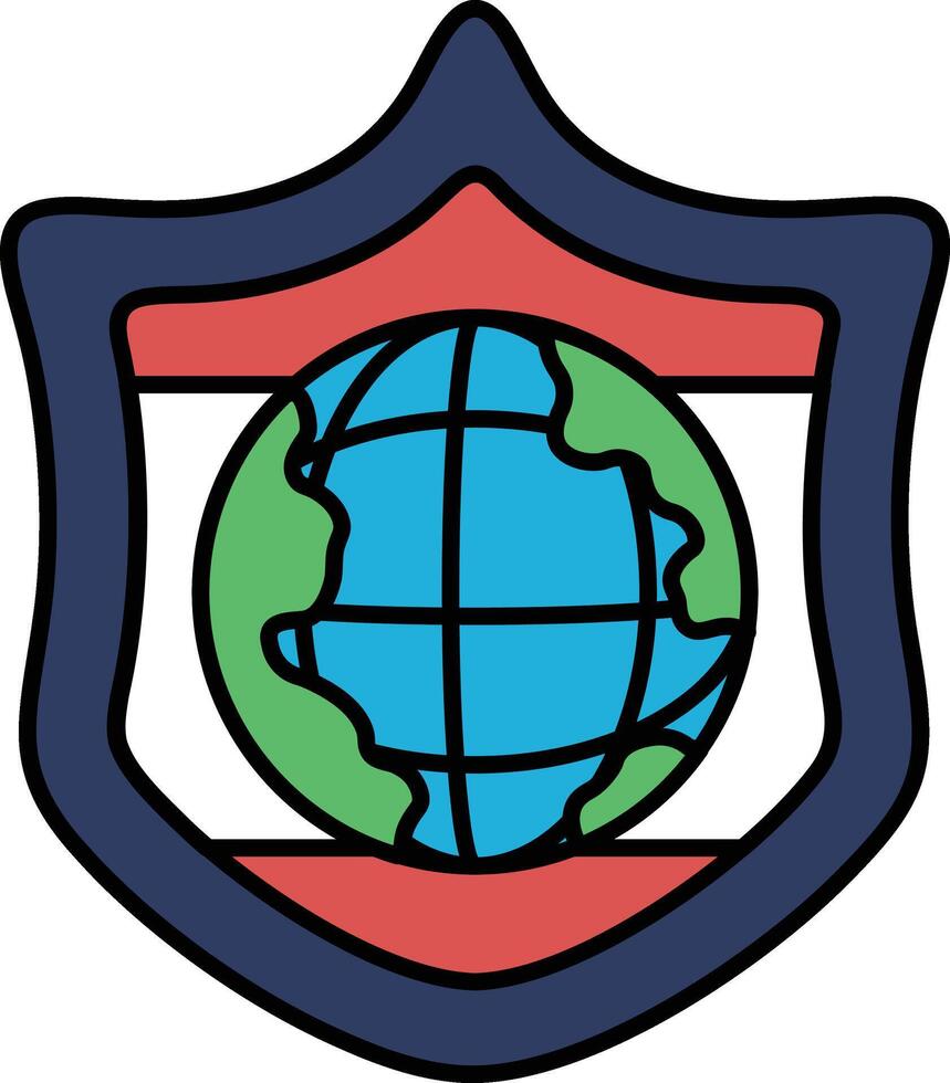 A shield with a globe on it vector