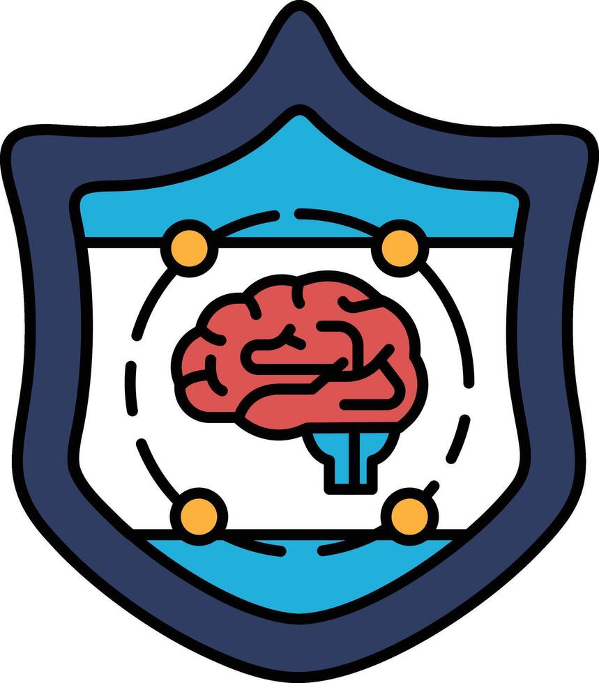 A blue shield with a red brain on it vector