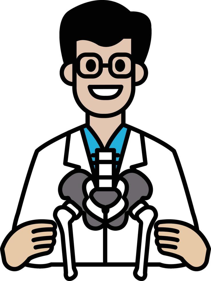 A cartoon doctor holding a pair of prosthetic legs vector