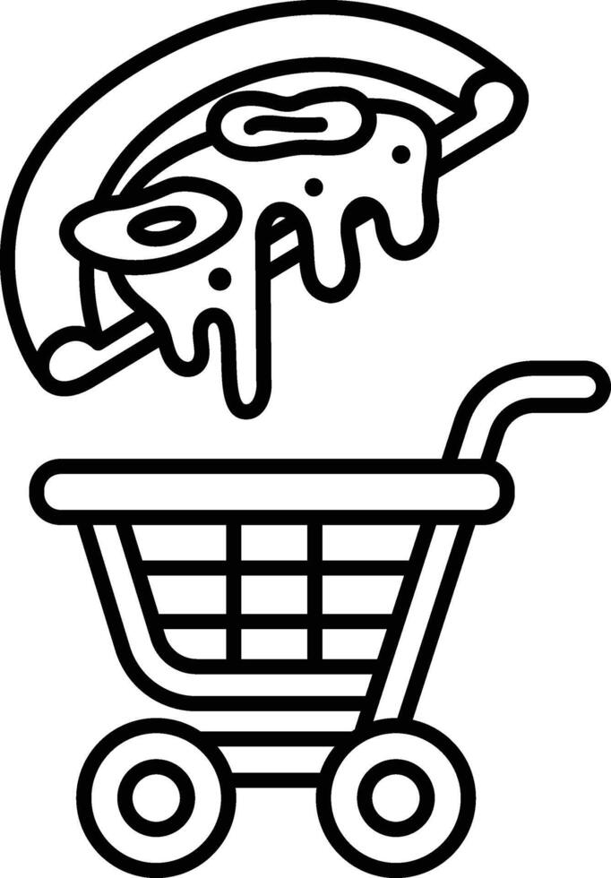A black and white drawing of a pizza with cheese vector