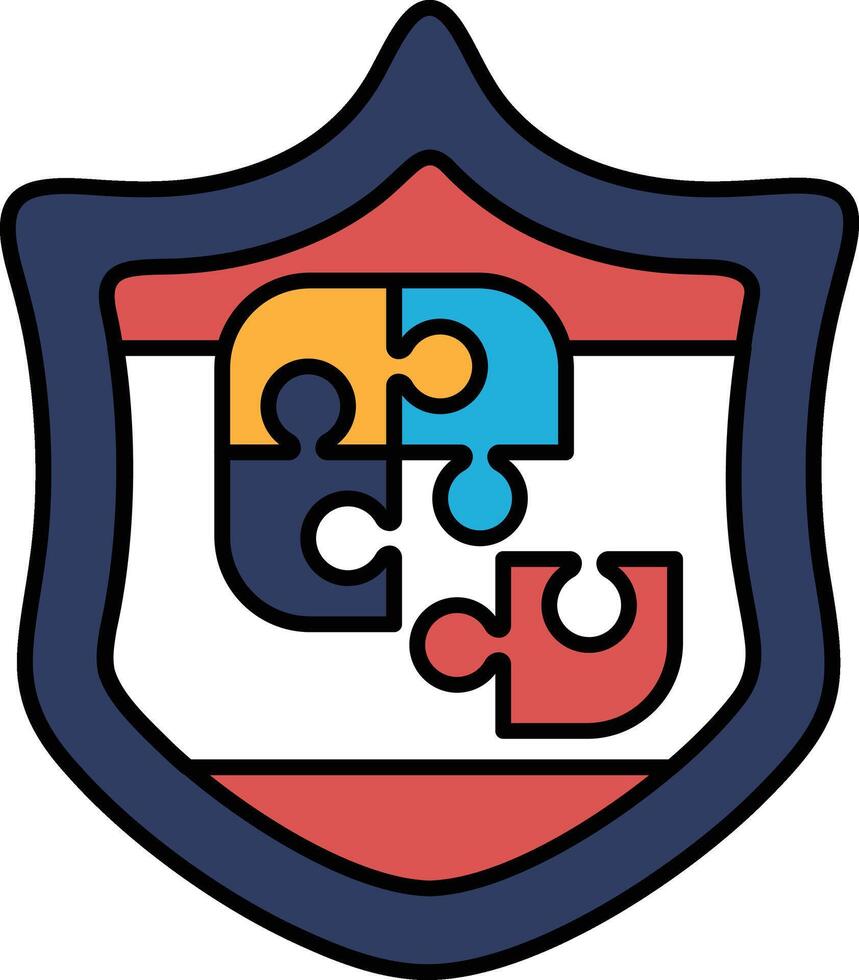 A blue shield with a puzzle piece on it vector