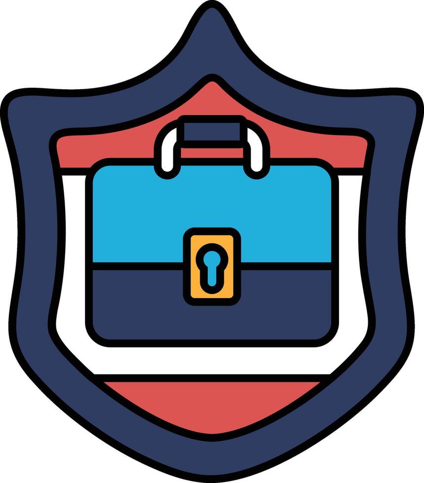 A blue and red shield with a briefcase on it vector