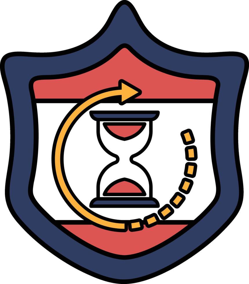 A shield with a clock on it vector