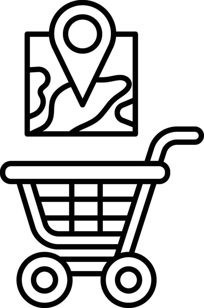 A shopping cart with a map of the area around it vector