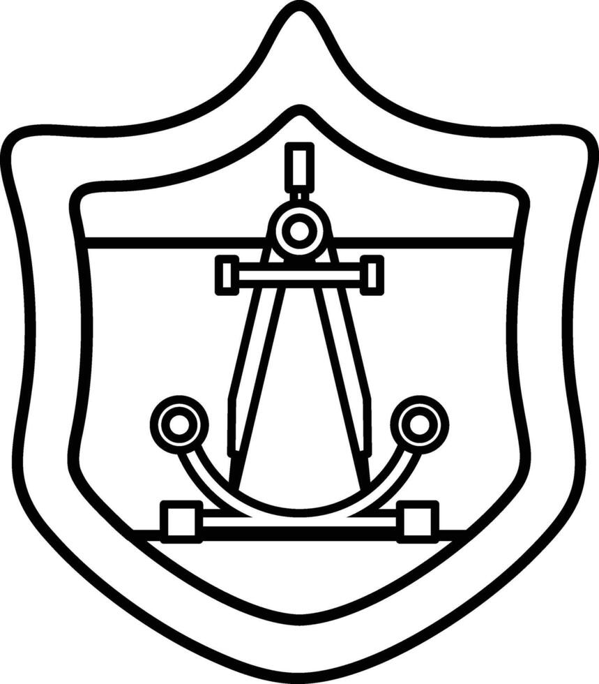 A shield with a compass and an anchor on it vector